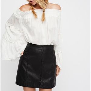 Free People Leather Mini Skirt (black)